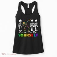 Skeleton Dabbing Dare To Be Yourself Funny Autism Women's Tank Top thumb 0