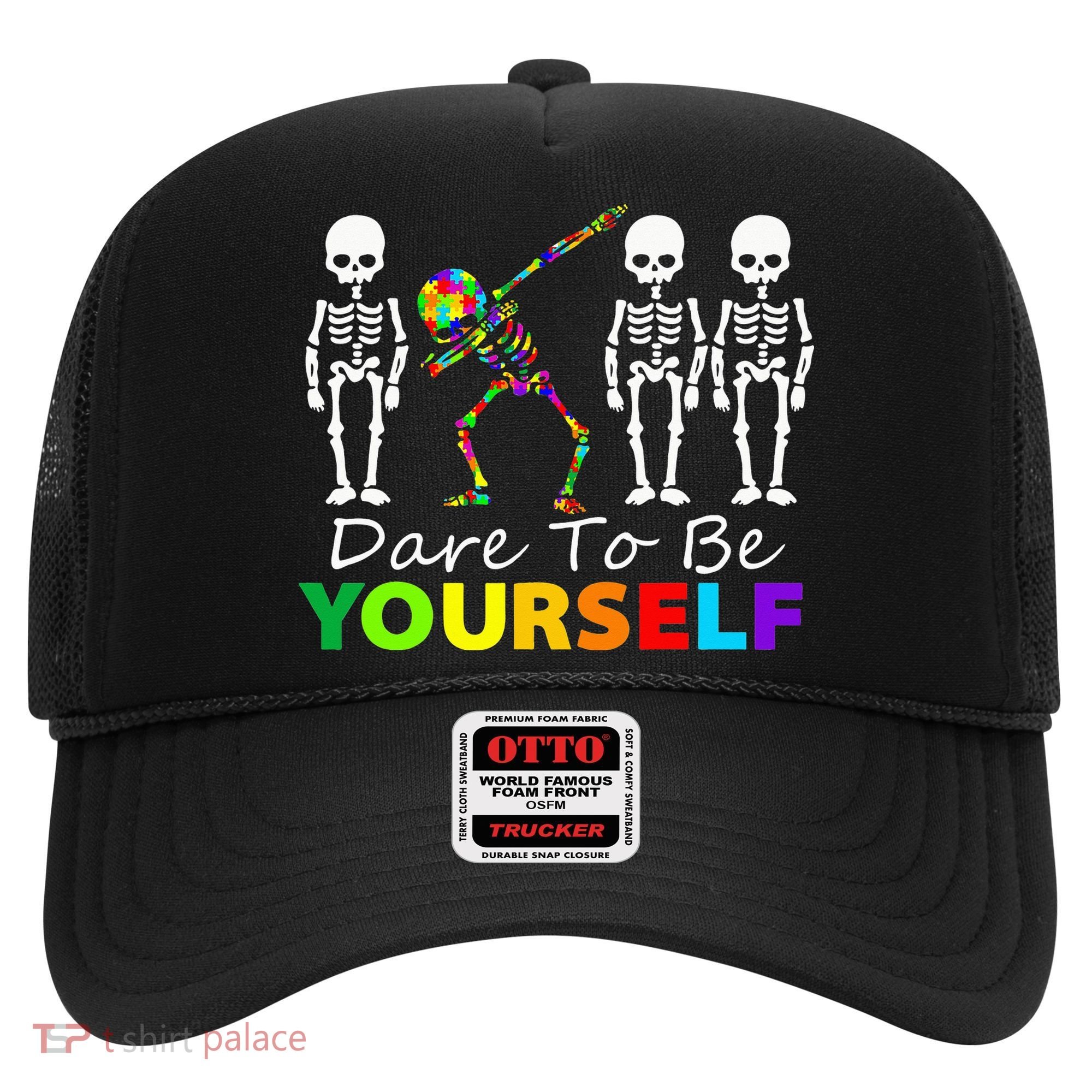 Skeleton Dabbing Dare To Be Yourself Funny Autism Hat