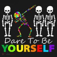 Skeleton Dabbing Dare To Be Yourself Funny Autism Visor thumb 3