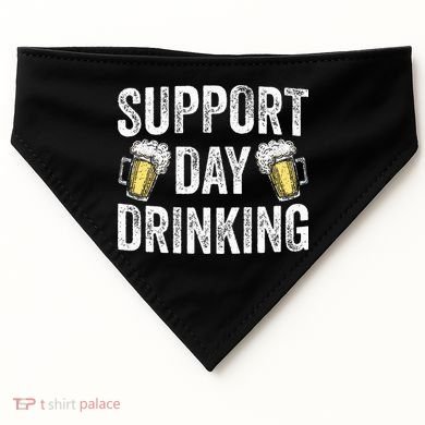 Support Day Drinking Beer Alcohol St Patricks Day Funny USA-Made Doggie Bandana