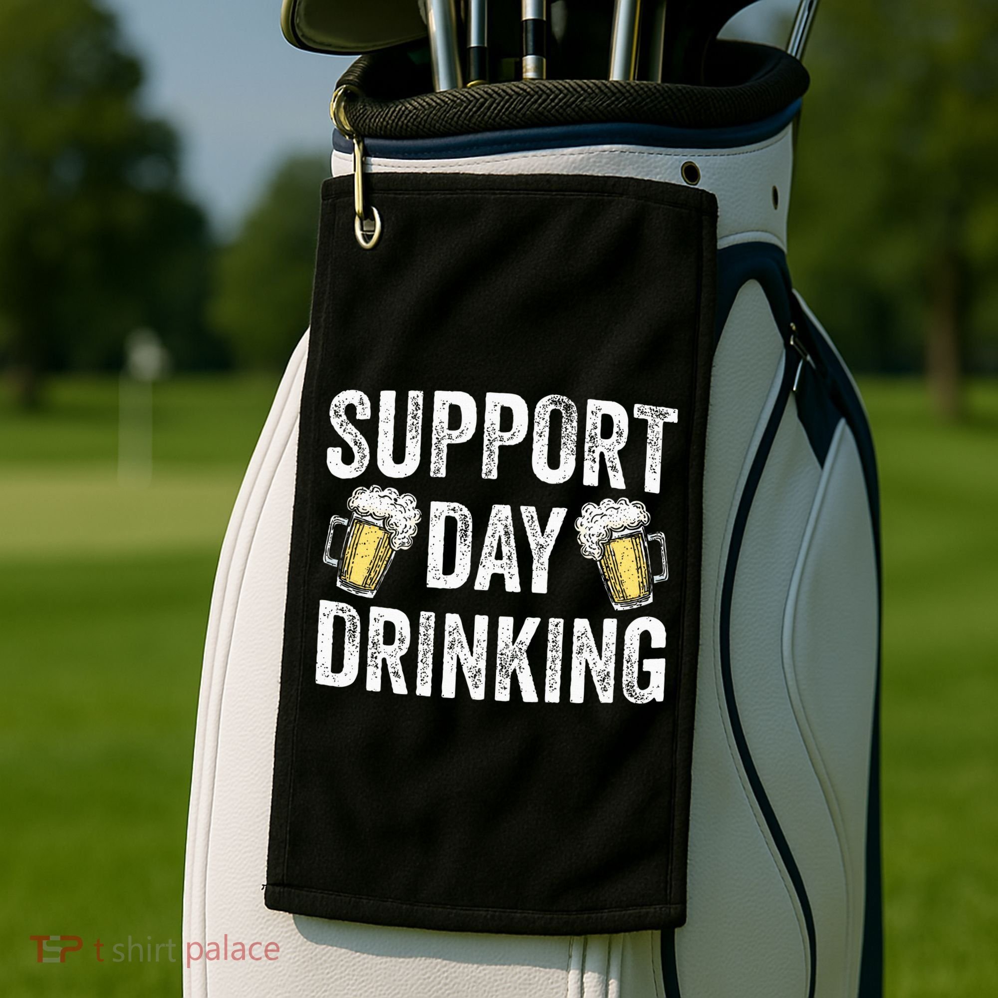 Support Day Drinking Beer Alcohol St Patricks Day Funny Golf Towel