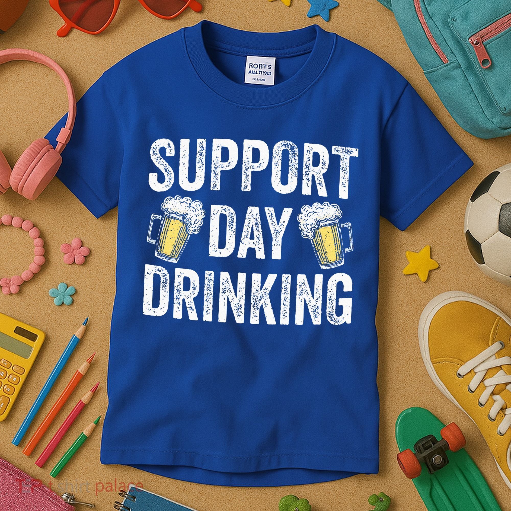 Support Day Drinking Beer Alcohol St Patricks Day Funny Kids T-Shirt