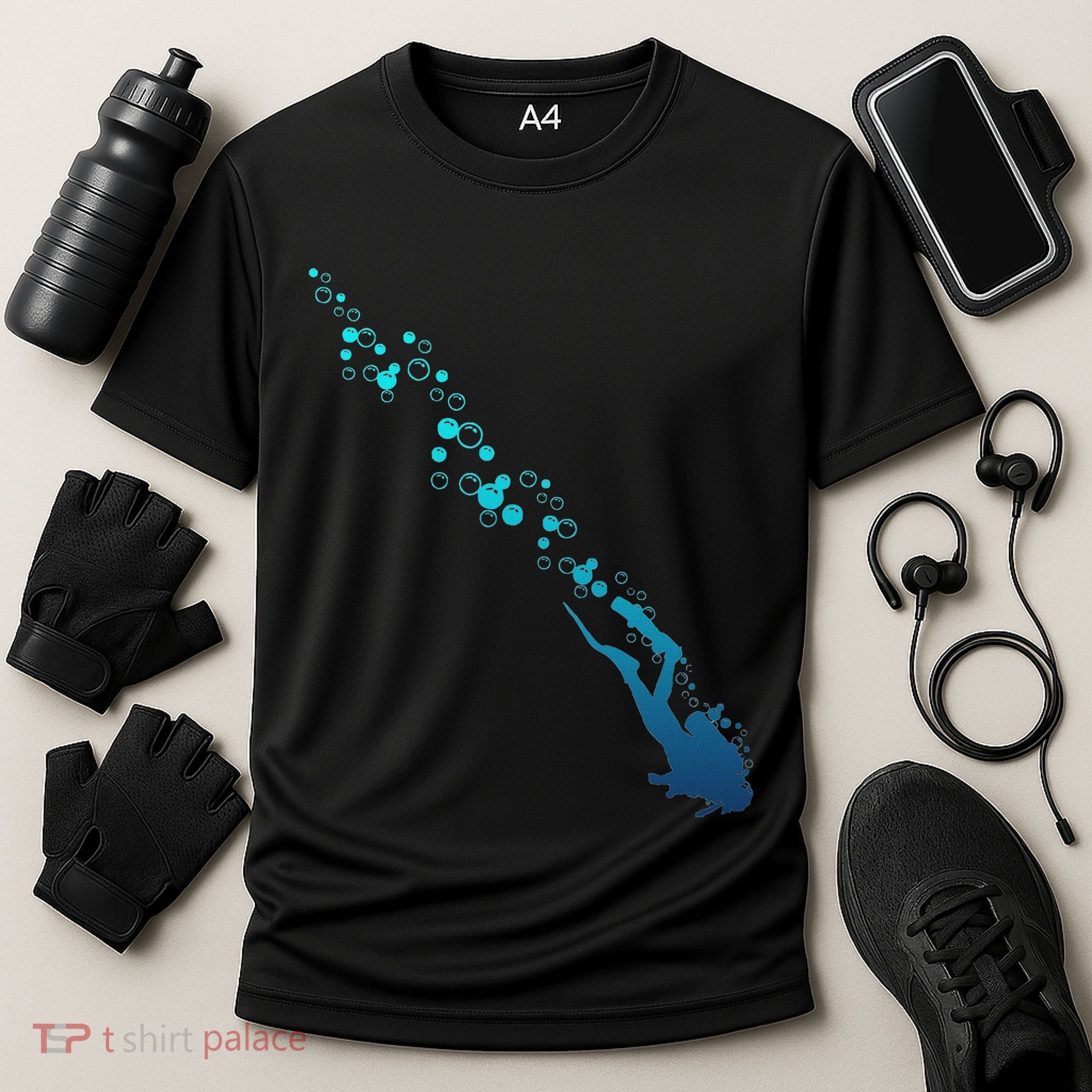 Scuba Diving Diver Cooling Performance Crew T-Shirt