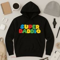 Super Daddio Dad Video Gamer Dad Fathers Day Funny Gift Hoodie thumb 3