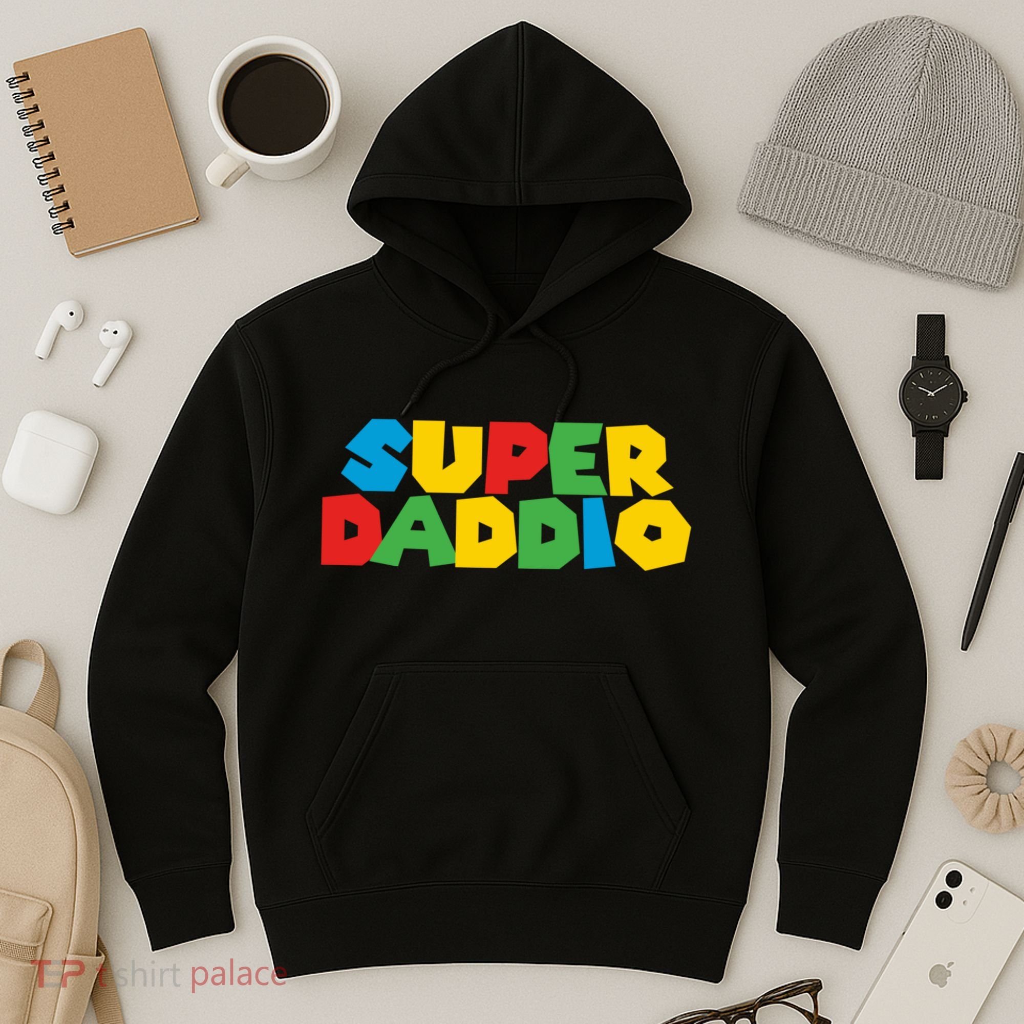 Super Daddio Dad Video Gamer Dad Fathers Day Funny Gift Hoodie