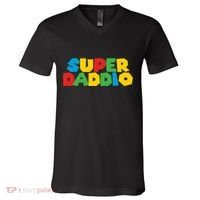 Super Daddio Dad Video Gamer Dad Fathers Day Funny Gift V-Neck T-Shirt thumb 0