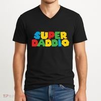 Super Daddio Dad Video Gamer Dad Fathers Day Funny Gift V-Neck T-Shirt thumb 2