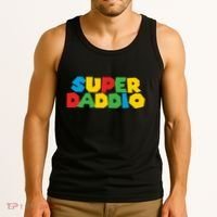 Super Daddio Dad Video Gamer Dad Fathers Day Funny Gift Tank Top thumb 3