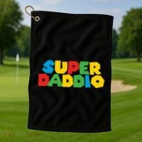Super Daddio Dad Video Gamer Dad Fathers Day Funny Gift Golf Towel thumb 1