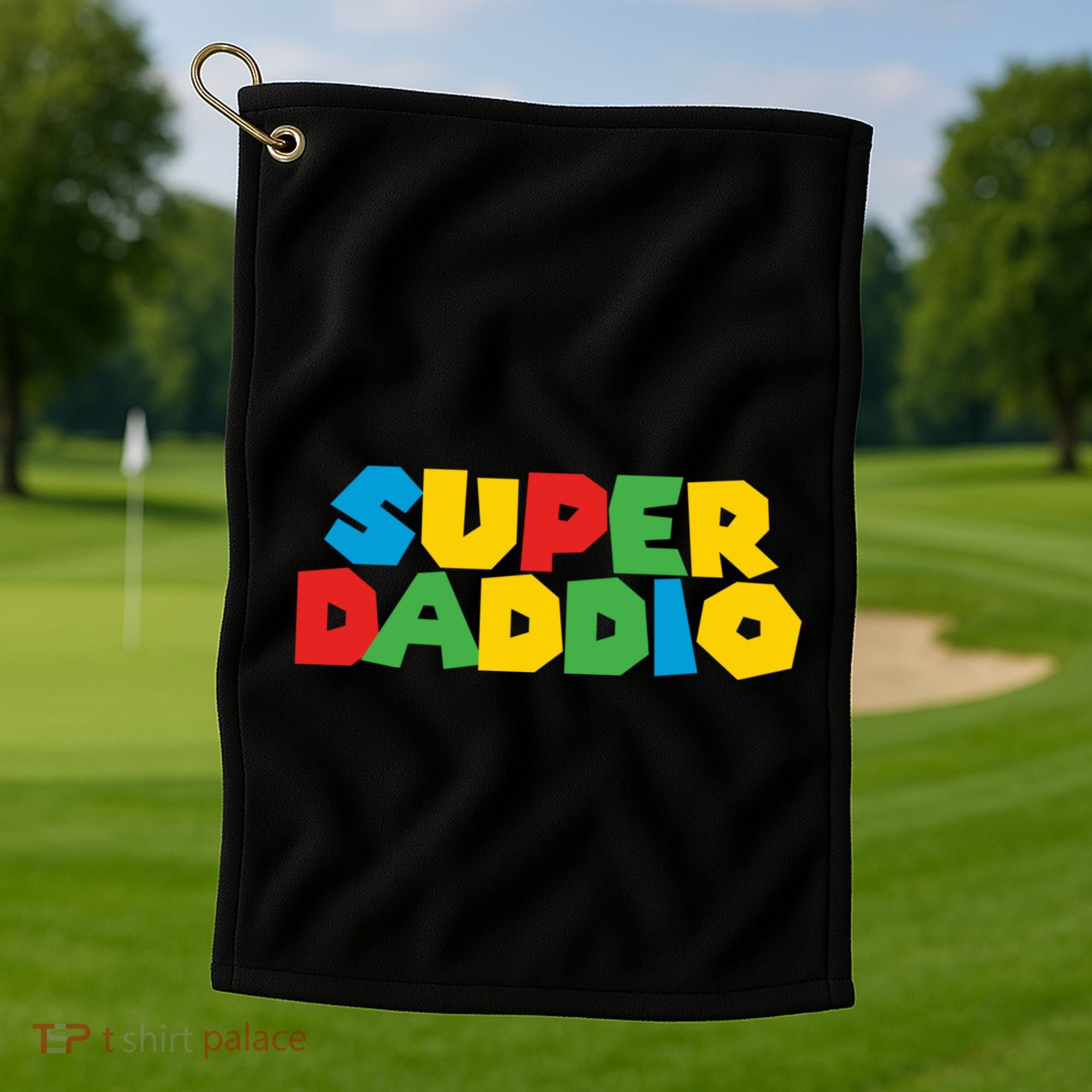 Super Daddio Dad Video Gamer Dad Fathers Day Funny Gift Golf Towel
