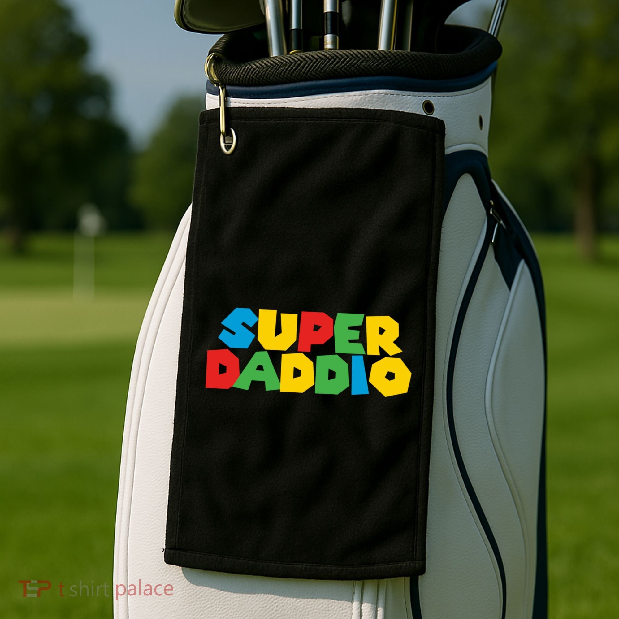 Super Daddio Dad Video Gamer Dad Fathers Day Funny Gift Golf Towel