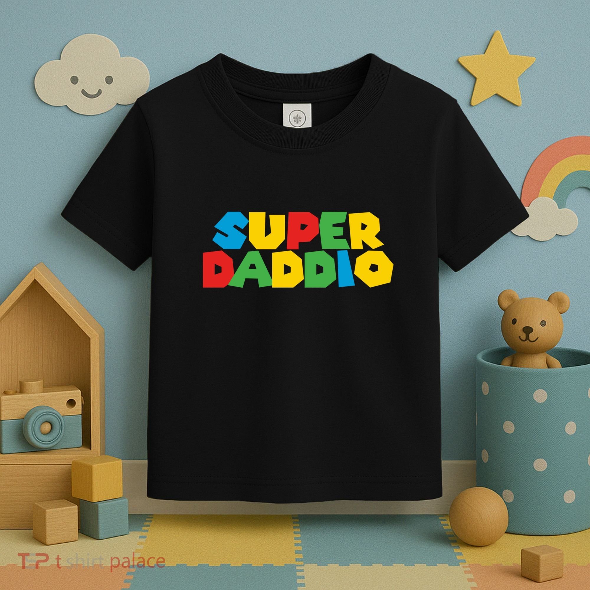 Super Daddio Dad Video Gamer Dad Fathers Day Funny Gift Toddler T-Shirt