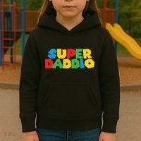 Super Daddio Dad Video Gamer Dad Fathers Day Funny Gift Kids Hoodie thumb 3