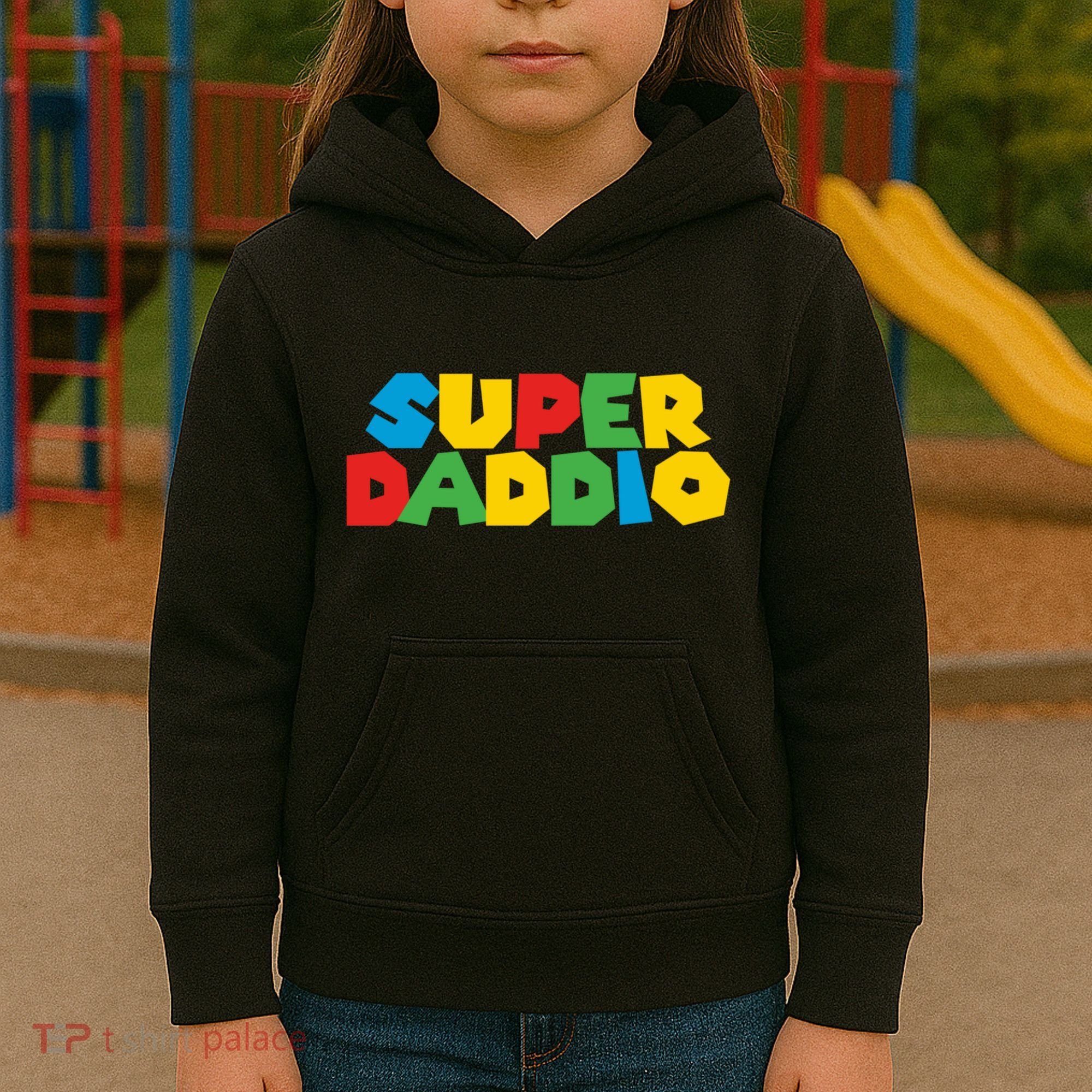 Super Daddio Dad Video Gamer Dad Fathers Day Funny Gift Kids Hoodie