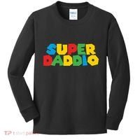 Super Daddio Dad Video Gamer Dad Fathers Day Funny Gift Kids Long Sleeve Shirt thumb 0