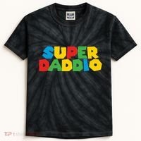 Super Daddio Dad Video Gamer Dad Fathers Day Funny Gift Kids Tie-Dye T-Shirt thumb 0