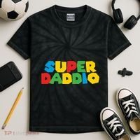 Super Daddio Dad Video Gamer Dad Fathers Day Funny Gift Kids Tie-Dye T-Shirt thumb 2
