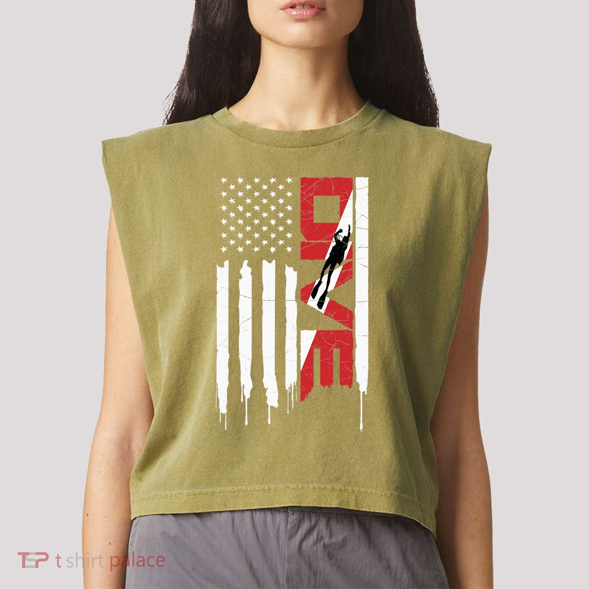 Scuba Diving Dive Garment-Dyed Women's Muscle Tee
