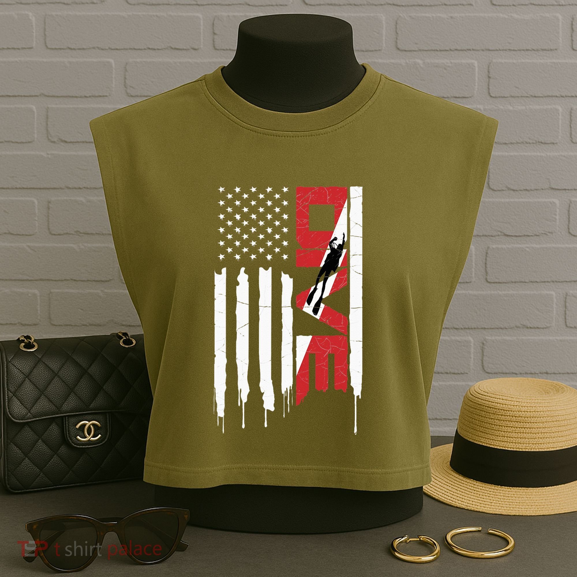 Scuba Diving Dive Garment-Dyed Women's Muscle Tee