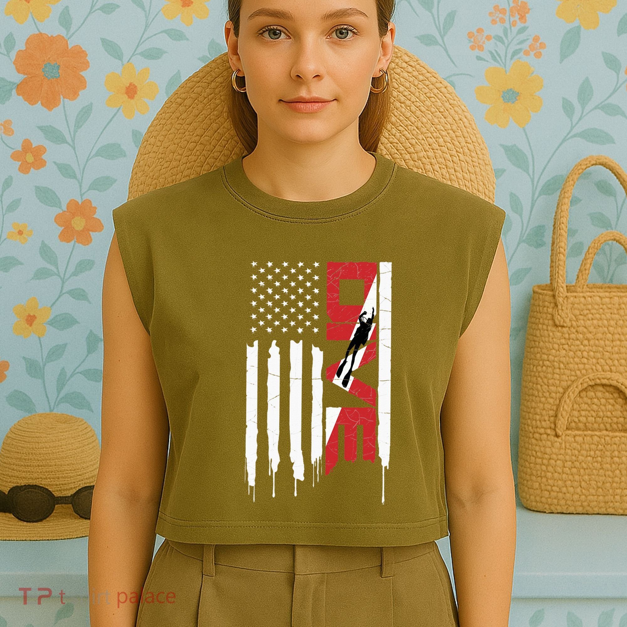 Scuba Diving Dive Garment-Dyed Women's Muscle Tee