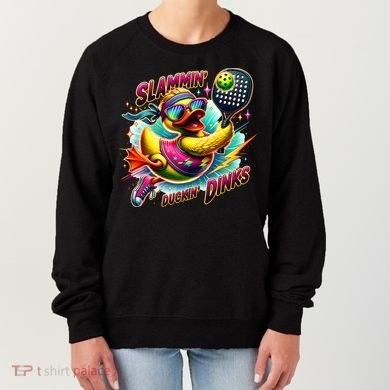 Slammin Duckin Dinks Funny Pickleball Rubber Duck Women's Sweatshirt
