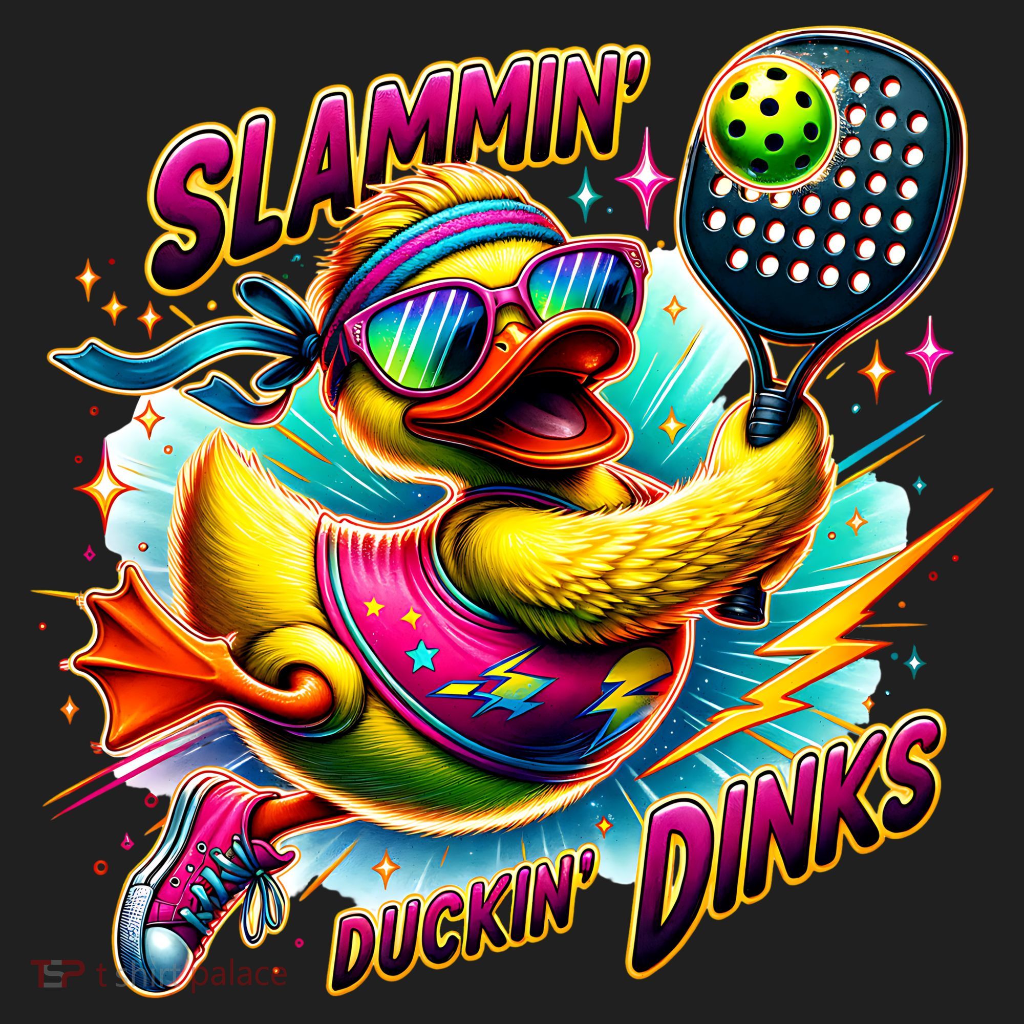 Slammin Duckin Dinks Funny Pickleball Rubber Duck Women's Sweatshirt