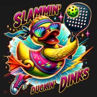 Slammin Duckin Dinks Funny Pickleball Rubber Duck Backpack thumb 2