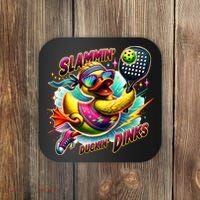 Slammin Duckin Dinks Funny Pickleball Rubber Duck Coaster thumb 0