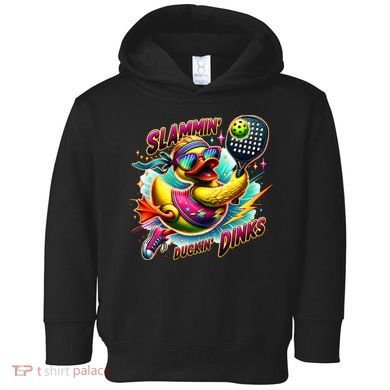 Slammin Duckin Dinks Funny Pickleball Rubber Duck Toddler Hoodie