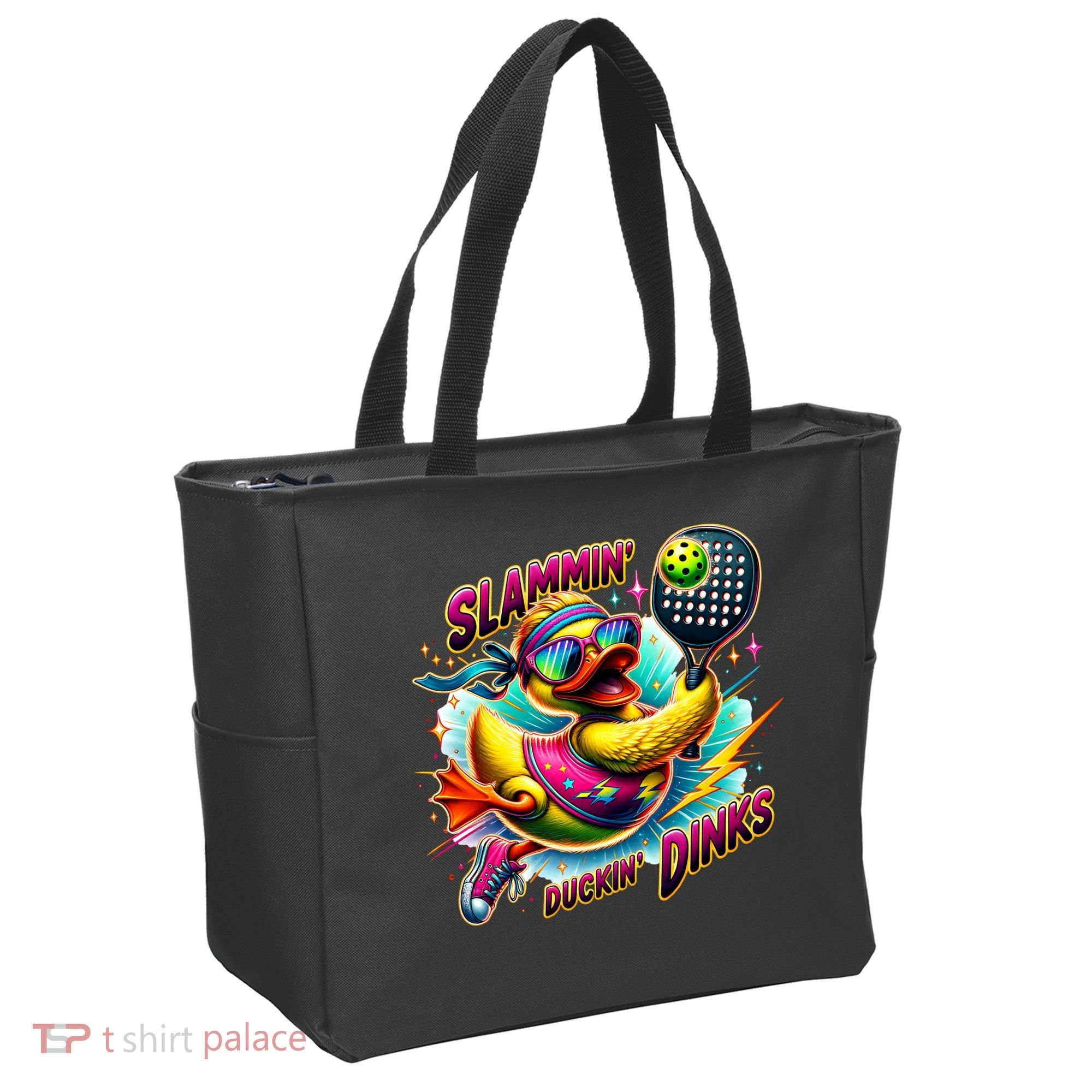 Slammin Duckin Dinks Funny Pickleball Rubber Duck Tote Bag