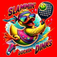 Slammin Duckin Dinks Funny Pickleball Rubber Duck Santa Hat thumb 1