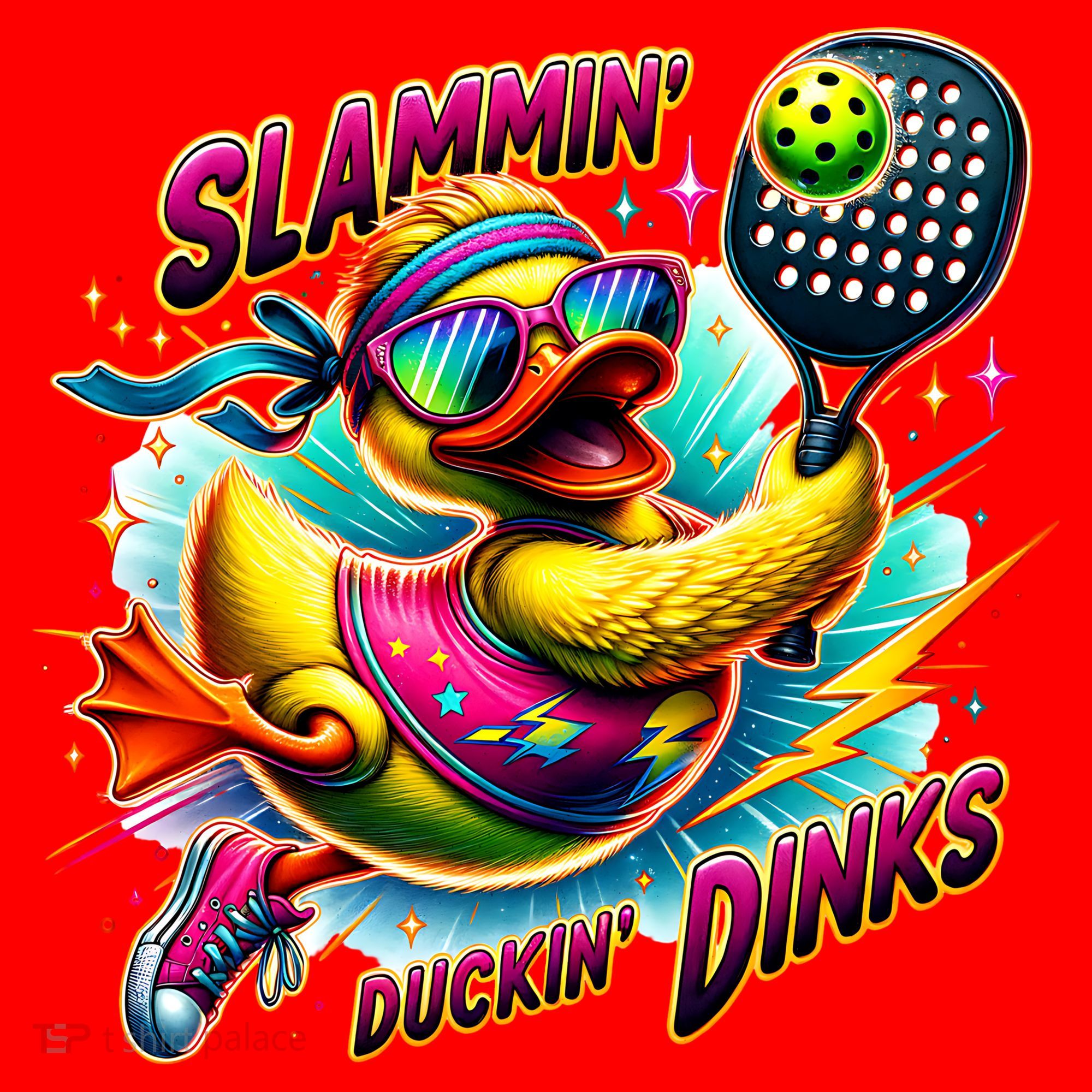 Slammin Duckin Dinks Funny Pickleball Rubber Duck Santa Hat