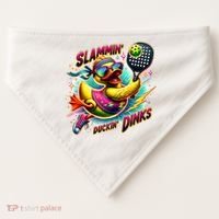 Slammin Duckin Dinks Funny Pickleball Rubber Duck USA-Made Doggie Bandana thumb 0