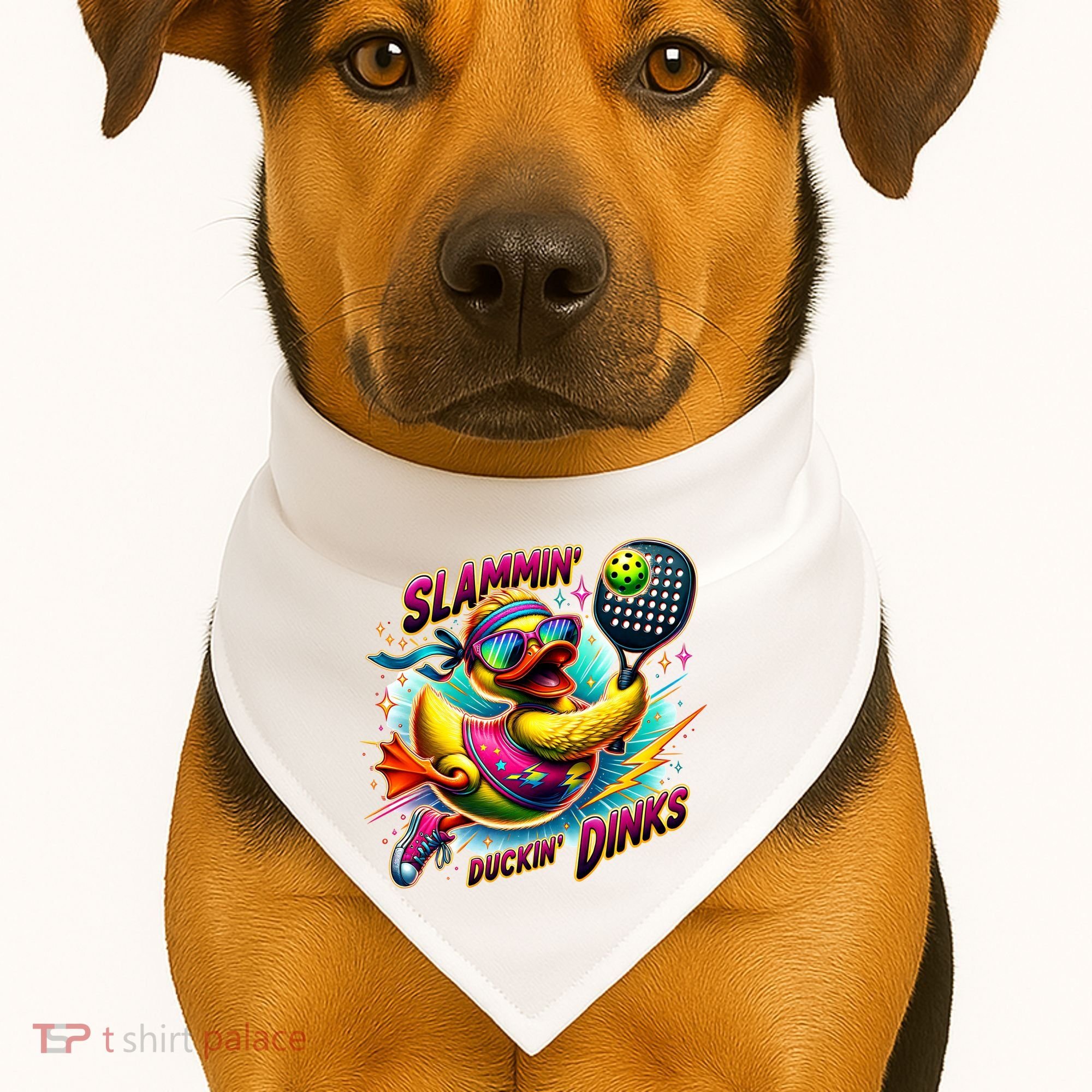 Slammin Duckin Dinks Funny Pickleball Rubber Duck USA-Made Doggie Bandana