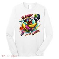 Slammin Duckin Dinks Funny Pickleball Rubber Duck Long Sleeve Shirt thumb 0