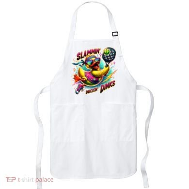 Slammin Duckin Dinks Funny Pickleball Rubber Duck Apron