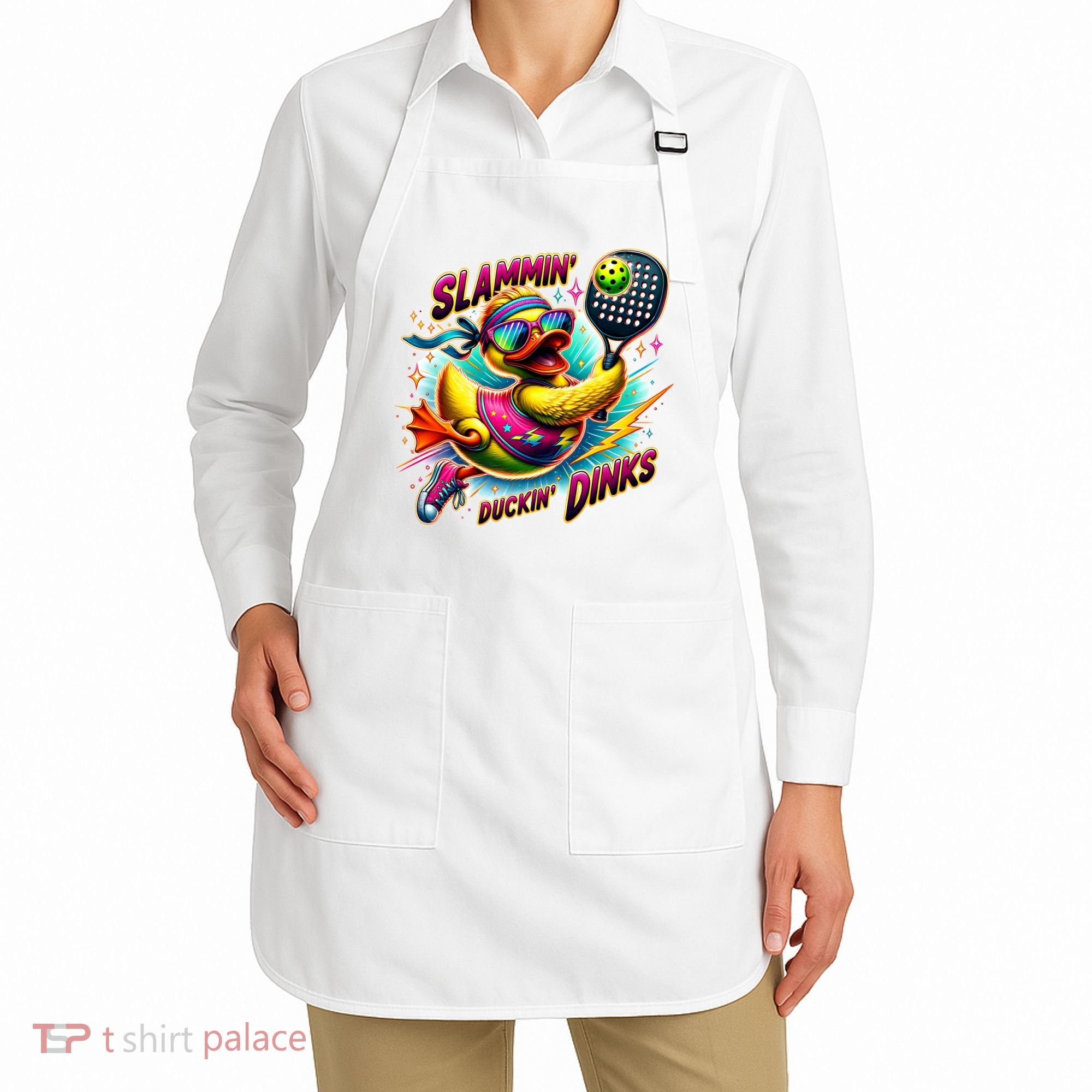 Slammin Duckin Dinks Funny Pickleball Rubber Duck Apron