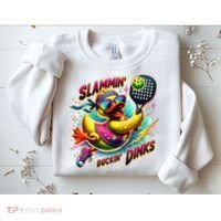 Slammin Duckin Dinks Funny Pickleball Rubber Duck Sweatshirt thumb 2