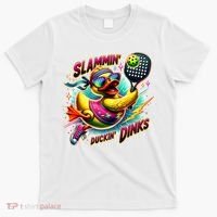 Slammin Duckin Dinks Funny Pickleball Rubber Duck T-Shirt thumb 0