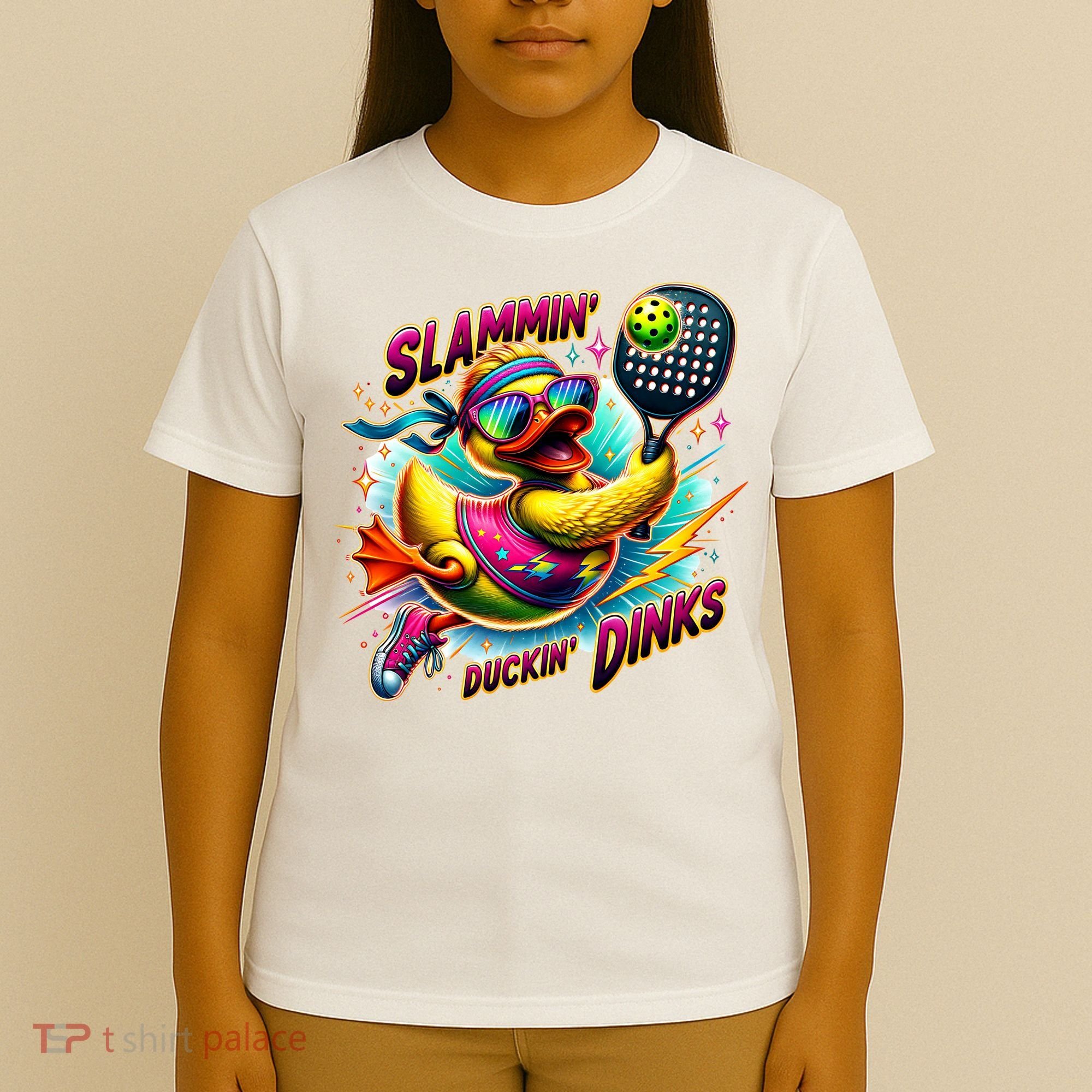 Slammin Duckin Dinks Funny Pickleball Rubber Duck T-Shirt