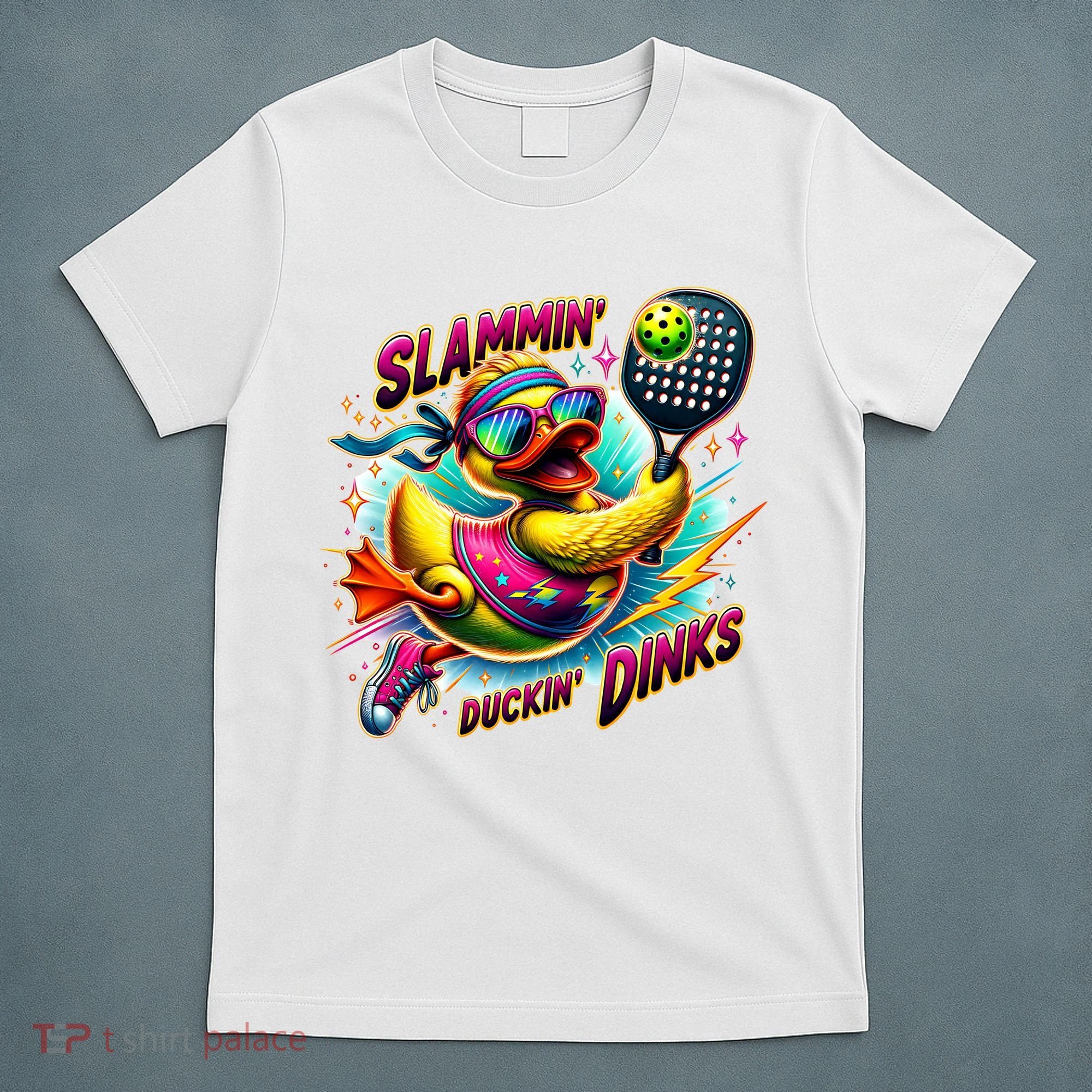 Slammin Duckin Dinks Funny Pickleball Rubber Duck T-Shirt