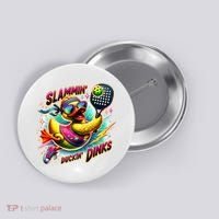 Slammin Duckin Dinks Funny Pickleball Rubber Duck Button thumb 0