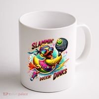 Slammin Duckin Dinks Funny Pickleball Rubber Duck Coffee Mug thumb 1