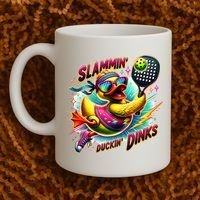 Slammin Duckin Dinks Funny Pickleball Rubber Duck Coffee Mug thumb 2