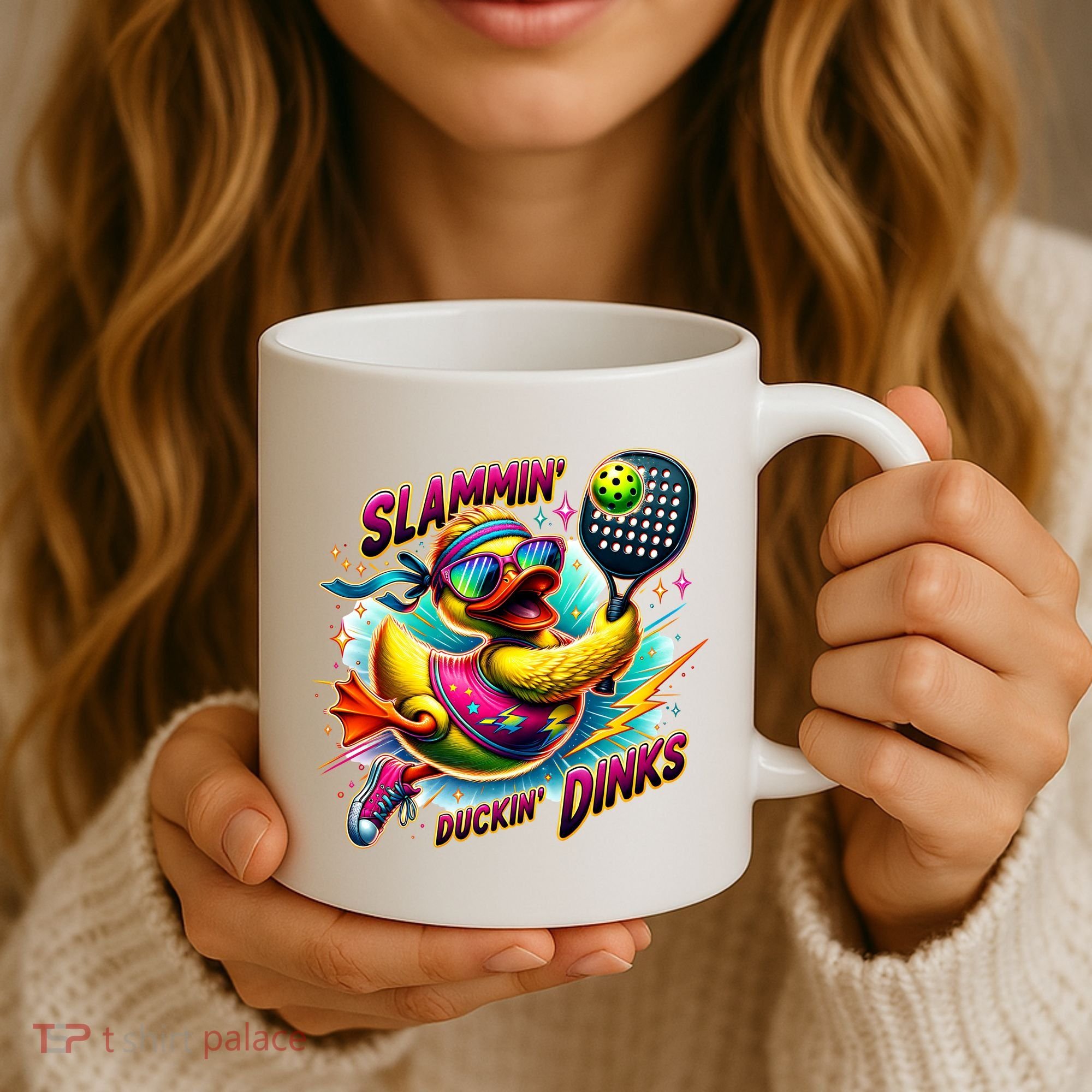 Slammin Duckin Dinks Funny Pickleball Rubber Duck Coffee Mug