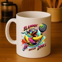 Slammin Duckin Dinks Funny Pickleball Rubber Duck Coffee Mug thumb 4