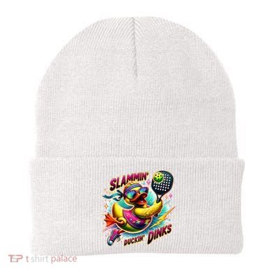 Slammin Duckin Dinks Funny Pickleball Rubber Duck Beanie