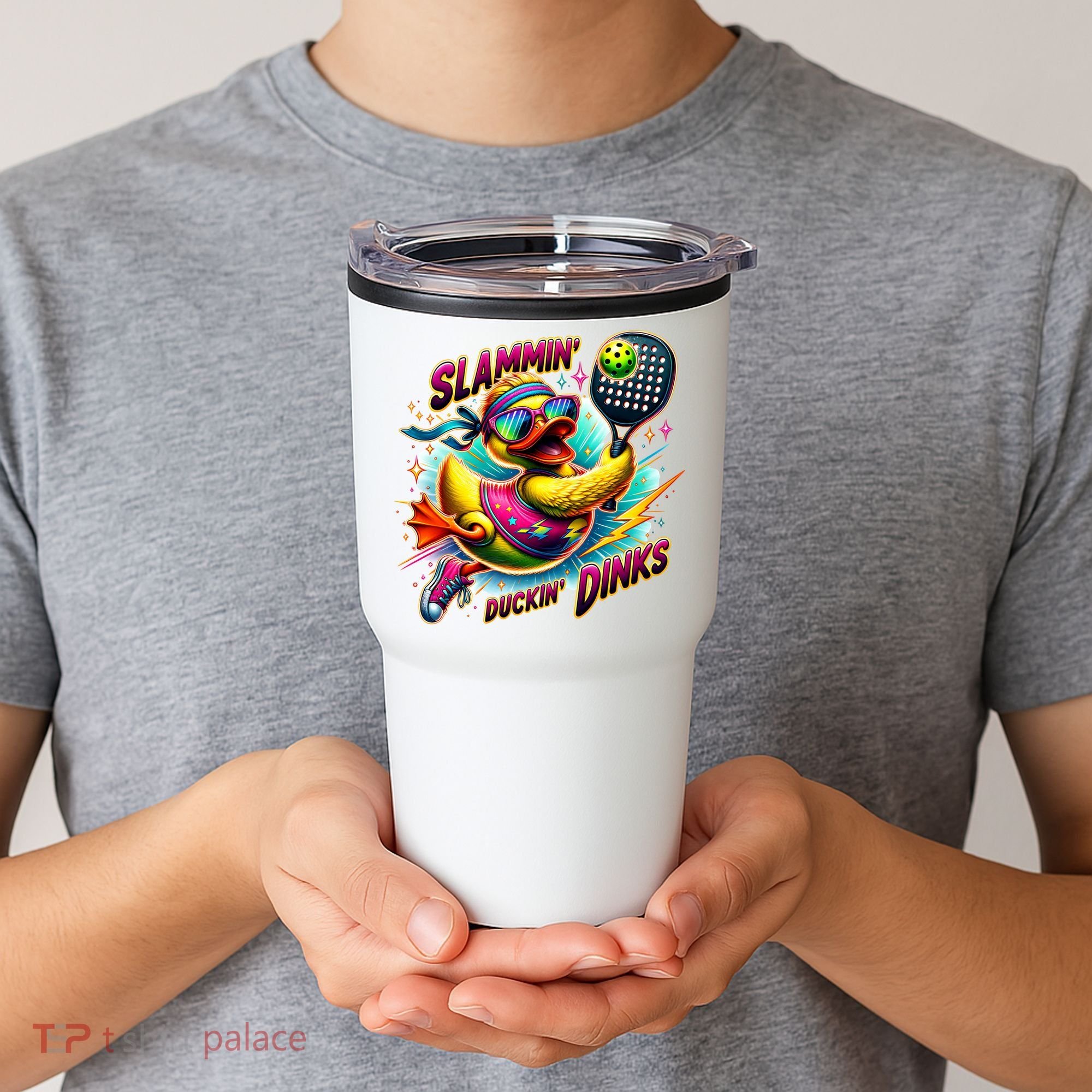 Slammin Duckin Dinks Funny Pickleball Rubber Duck Tumbler
