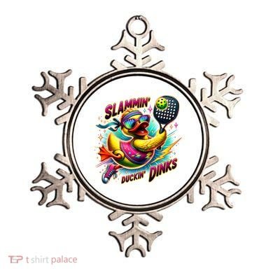 Slammin Duckin Dinks Funny Pickleball Rubber Duck Ornament