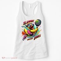 Slammin Duckin Dinks Funny Pickleball Rubber Duck Women's Tank Top thumb 0